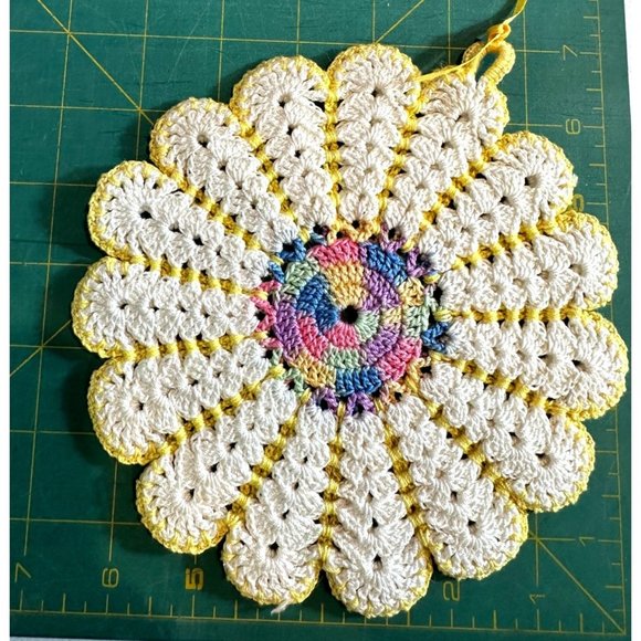 Handmade Crocheted Doilies Two Multiple Colors Table Decor Accents Powder Room - Picture 4 of 8